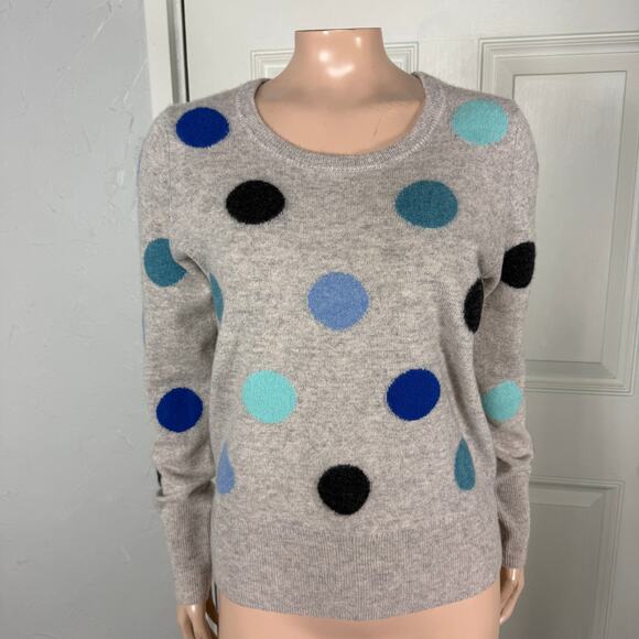 Cynthia Rowley Women's Sweater S Cashmere Pullover Polka Dot Crew neck Knit V15 - Picture 1 of 5